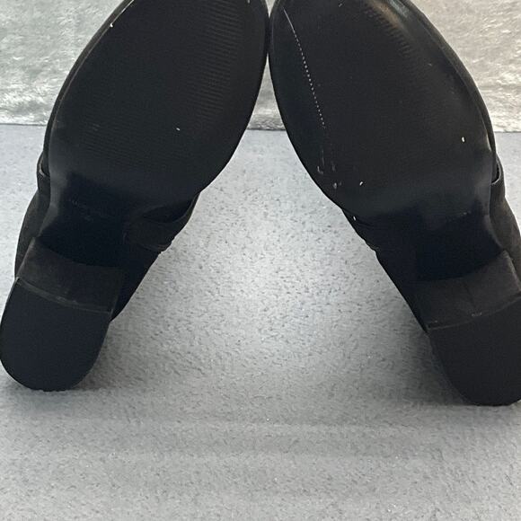 Nine West Black Faux Suede Cross Strap Block Heel Tall Riding Boot Women 8.5 - Picture 7 of 10